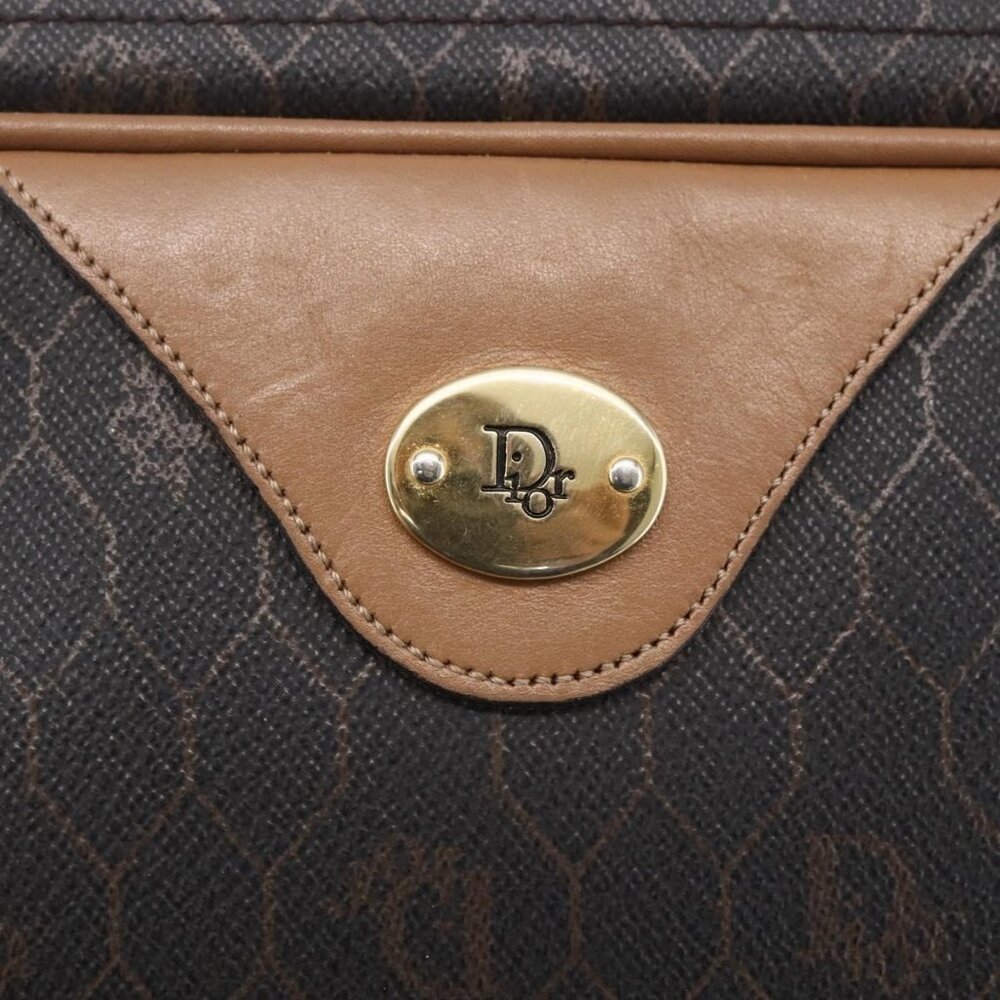 Authentic Christian Dior Honeycomb Canvas Shoulder Bag PVC Black Gold - Picture 6 of 16